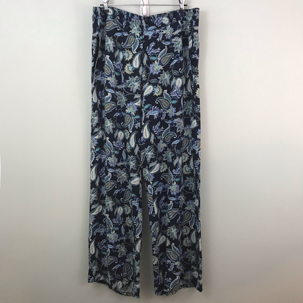 J. Jill Navy Paisley Wide-Leg Pants